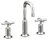 Kohler Purist K-14406-3-SN Polished Nickel 8-16" Widespread Bath Faucet with Gooseneck Spout & Cross Handles
