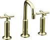 Kohler Purist K-14407-3-AF French Gold 8-16" Widespread Bath Faucet with Gooseneck Spout & Tall Cross Handles