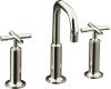 Kohler Purist K-14407-3-SN Polished Nickel 8-16" Widespread Bath Faucet with Gooseneck Spout & Tall Cross Handles