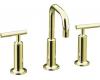 Kohler Purist K-14407-4-AF French Gold 8-16" Widespread Bath Faucet with Gooseneck Spout & Tall Lever Handles