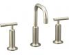 Kohler Purist K-14407-4-BN Brushed Nickel 8-16" Widespread Bath Faucet with Gooseneck Spout & Tall Lever Handles