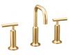 Kohler Purist K-14407-4-BV Brushed Bronze 8-16" Widespread Bath Faucet with Gooseneck Spout & Tall Lever Handles
