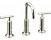 Kohler Purist K-14407-4-SN Polished Nickel 8-16" Widespread Bath Faucet with Gooseneck Spout & Tall Lever Handles