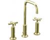 Kohler Purist K-14408-3-AF French Gold 8-16" Widespread Bath Faucet with Gooseneck Spout & Cross Handles