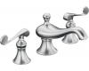 Kohler Revival K-16102-4-G Brushed Chrome 8-16" Widespread Bath Faucet with Scroll Lever Handles