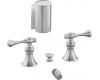 Kohler Revival K-16137-4A-G Brushed Chrome Bidet Faucet with Traditional Lever Handles