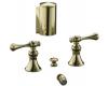 Kohler Revival K-16137-4A-PB Polished Brass Bidet Faucet with Traditional Lever Handles