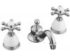 Kohler Antique K-223-3-BN Brushed Nickel 8-16" Widespread Six-Prong Handle Bath Faucet with Whte Skirts