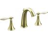 Kohler Finial Traditional K-310-4F-AF French Gold 8-16" Widespread Bath Faucet with Biscuit Accented Lever Handles