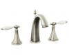 Kohler Finial Traditional K-310-4F-BN Brushed Nickel 8-16" Widespread Bath Faucet with Biscuit Accented Lever Handles