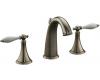 Kohler Finial Traditional K-310-4F-BV Brushed Bronze 8-16" Widespread Bath Faucet with Biscuit Accented Lever Handles