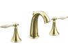 Kohler Finial Traditional K-310-4F-PB Polished Brass 8-16" Widespread Bath Faucet with Biscuit Accented Lever Handles