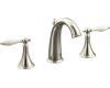Kohler Finial Traditional K-310-4F-SN Polished Nickel 8-16" Widespread Bath Faucet with Biscuit Accented Lever Handles