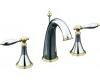 Kohler Finial Traditional K-310-4M-CB Polished Chrome/Polished Brass 8-16" Widespread Bath Faucet with Lever Handles