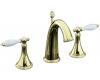 Kohler Finial Traditional K-310-4P-AF French Gold 8-16" Widespread Bath Faucet with White Accented Lever Handles