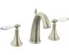 Kohler Finial Traditional K-310-4P-BN Brushed Nickel 8-16" Widespread Bath Faucet with White Accented Lever Handles