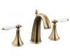 Kohler Finial Traditional K-310-4P-BV Brushed Bronze 8-16" Widespread Bath Faucet with White Accented Lever Handles