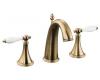 Kohler Finial Traditional K-310-4P-BV Brushed Bronze 8-16" Widespread Bath Faucet with White Accented Lever Handles