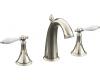 Kohler Finial Traditional K-310-4P-SN Polished Nickel 8-16" Widespread Bath Faucet with White Accented Lever Handles