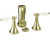 Kohler Finial Traditional K-316-4F-AF French Gold Bidet Faucet with Biscuit Accented Lever Handles
