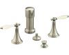 Kohler Finial Traditional K-316-4F-BN Brushed Nickel Bidet Faucet with Biscuit Accented Lever Handles