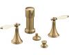 Kohler Finial Traditional K-316-4F-BV Brushed Bronze Bidet Faucet with Biscuit Accented Lever Handles