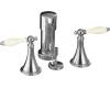 Kohler Finial Traditional K-316-4F-CP Polished Chrome Bidet Faucet with Biscuit Accented Lever Handles