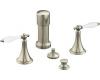 Kohler Finial Traditional K-316-4P-BN Brushed Nickel Bidet Faucet with White Accented Lever Handles