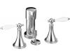 Kohler Finial Traditional K-316-4P-CP Polished Chrome Bidet Faucet with White Accented Lever Handles
