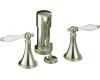Kohler Finial Traditional K-316-4P-SN Polished Nickel Bidet Faucet with White Accented Lever Handles