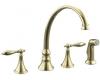 Kohler K-377-4M-AF Antique Vibrant French Gold Lever-Handle Faucet