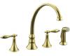 Kohler K-377-4M-PB Antique Vibrant Polished Brass Lever-Handle Faucet