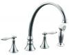 Kohler Finial Traditional K-378-4P-CP Polished Chrome Two Handle Kitchen Faucet with Sidespray