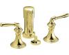 Kohler Devonshire K-412-4-PB Polished Brass Bidet Faucet with Lever Handles