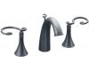 Kohler Finial Art K-610-4W-TB Satin Black 8-16" Widespread Bath Faucet with Wrought Swirl Handles and Accent