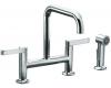Kohler Torq K-6126-4-CP Polished Chrome Deck Mount Two Handle Kitchen Faucet with Sidespray