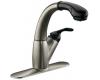 Kohler Avatar K-6352-B6 Brushed Nickel Pull-Out Kitchen Faucet with Black Accents