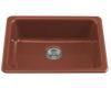 Kohler Iron Tones K-6585-R1 Roussillion Red Self-Rimming Undercounter Kitchen Sink