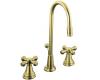 Kohler IV Georges Brass K-6813-3-BV Brushed Bronze 8-16" Widespread Cross Hanldes Bath Faucet with Pop-Up