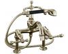 Kohler IV Georges Brass K-6905-4-PW White with Polished Brass Bath Tub Faucet with Black Accented Handshower