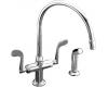Kohler Essex K-8763-CP Polished Chrome Two Wristblade Handle Kitchen Faucet with Sidespray