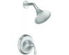 Kohler Forte K-T10276-4-G Brushed Chrome Rite-Temp Pressure Balancing Shower Trim with Lever Handles