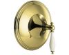 Kohler Finial Traditional K-T10301-4F-PB Polished Brass Thermostatic Valve Trim with Biscuit Accented Lever Handles