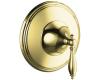 Kohler Finial Traditional K-T10301-4M-PB Polished Brass Thermostatic Valve Trim with Lever Handles
