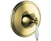 Kohler Finial Traditional K-T10301-4P-PB Polished Brass Thermostatic Valve Trim with White Accented Lever Handles