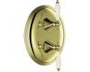 Kohler Finial Traditional K-T10302-4F-AF French Gold Stacked Thermostatic Valve Trim with Biscuit Accented Lever Handles