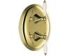 Kohler Finial Traditional K-T10302-4F-PB Polished Brass Stacked Thermostatic Valve Trim with Biscuit Accented Lever Handles