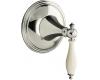 Kohler Finial Traditional K-T10303-4F-SN Polished Nickel Volume Control Valve Trim with Biscuit Accented Lever Handles