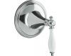 Kohler Finial Traditional K-T10303-4P-CP Polished Chrome Volume Control Valve Trim with White Accented Lever Handles