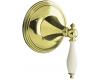 Kohler Finial Traditional K-T10304-4F-AF French Gold Transfer Valve Trim with Biscuit Accented Lever Handles